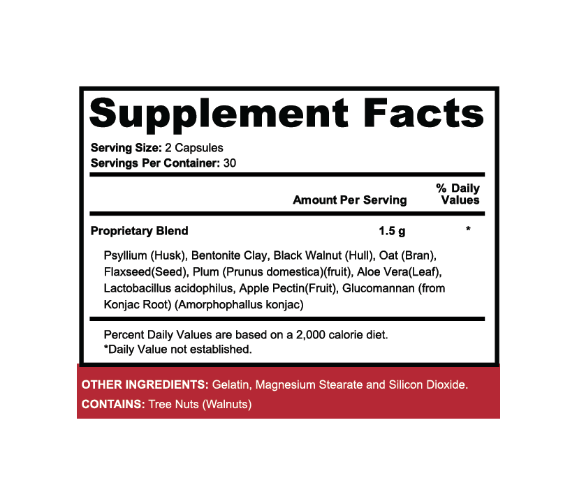 Supplement Facts for Maintenance Cleanse